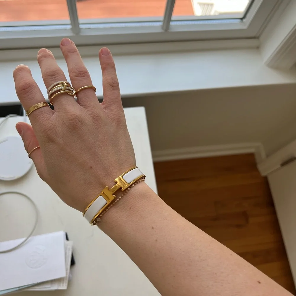 Hermes | Jewelry | Hermes Click H Bracelet White Gold | Poshmark